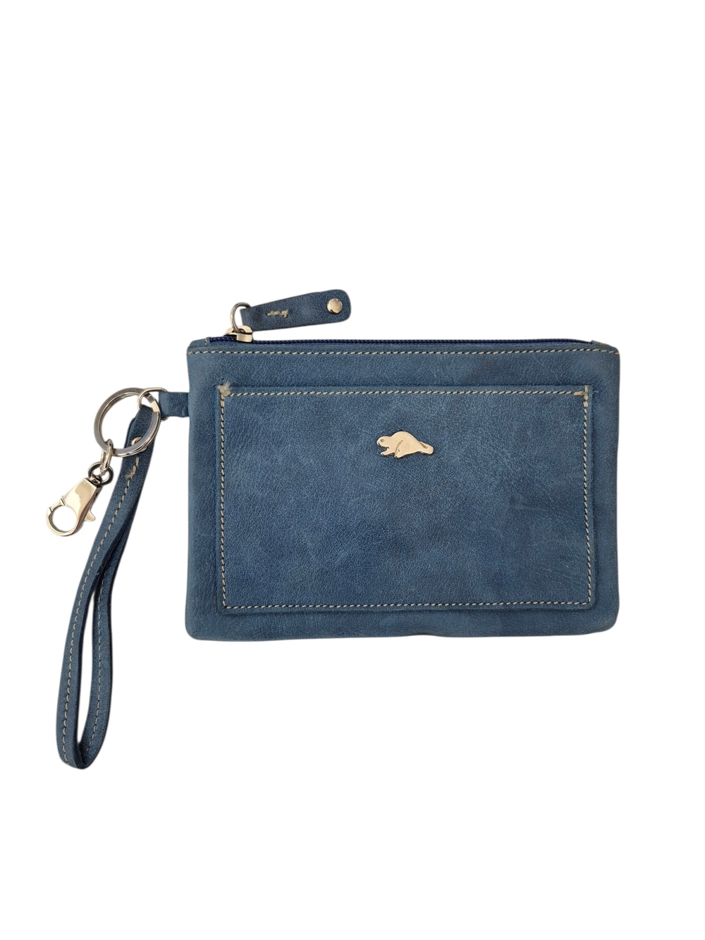 Roots Tribe Leather Wristlet In Denim Blue Limited Edition AS IS